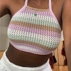 Crochet multicolor halter top